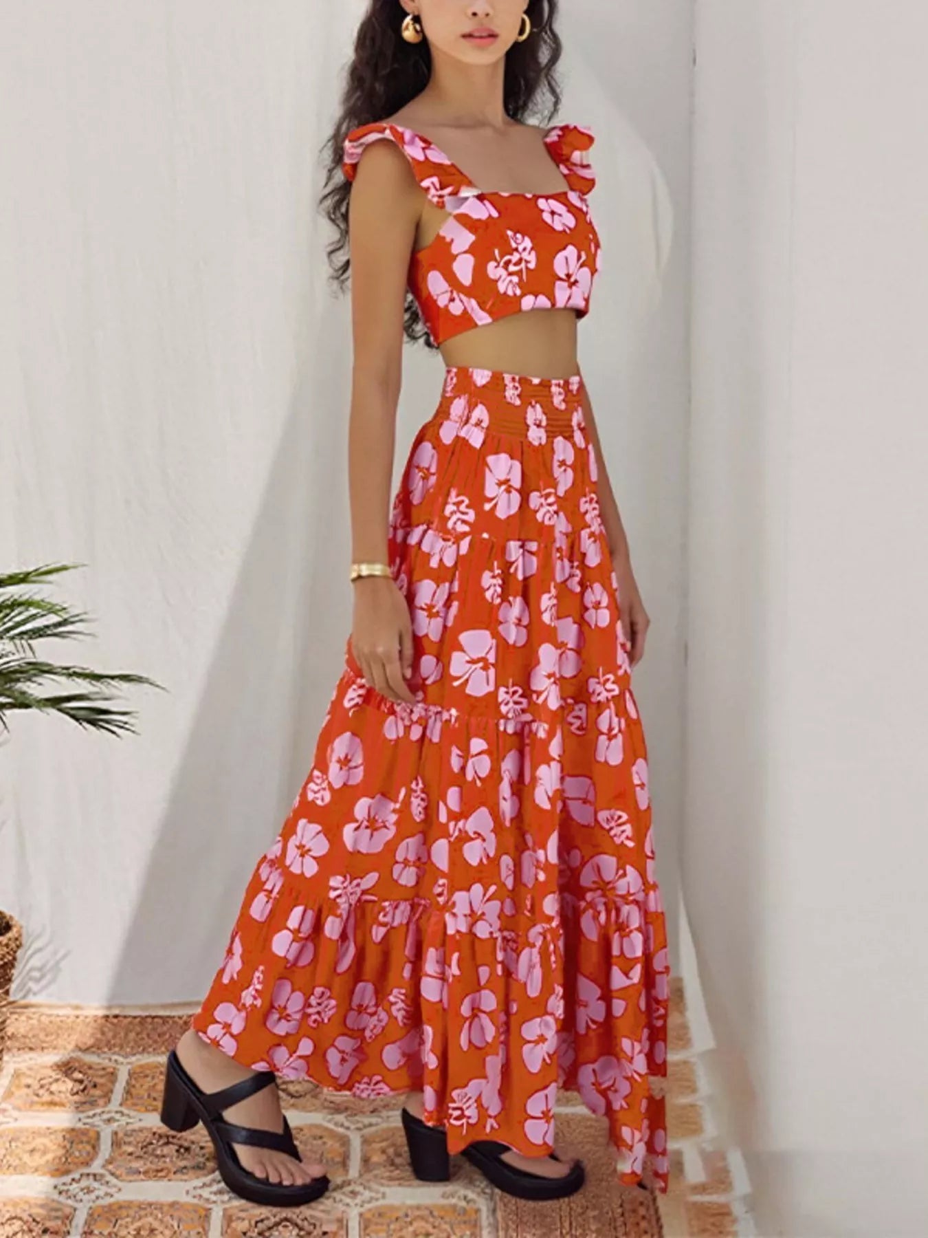 Crop Top and Tiered Maxi Skirt Set – Edge & Petal Crop Top and Tiered Maxi Skirt Set – Edge & Petal