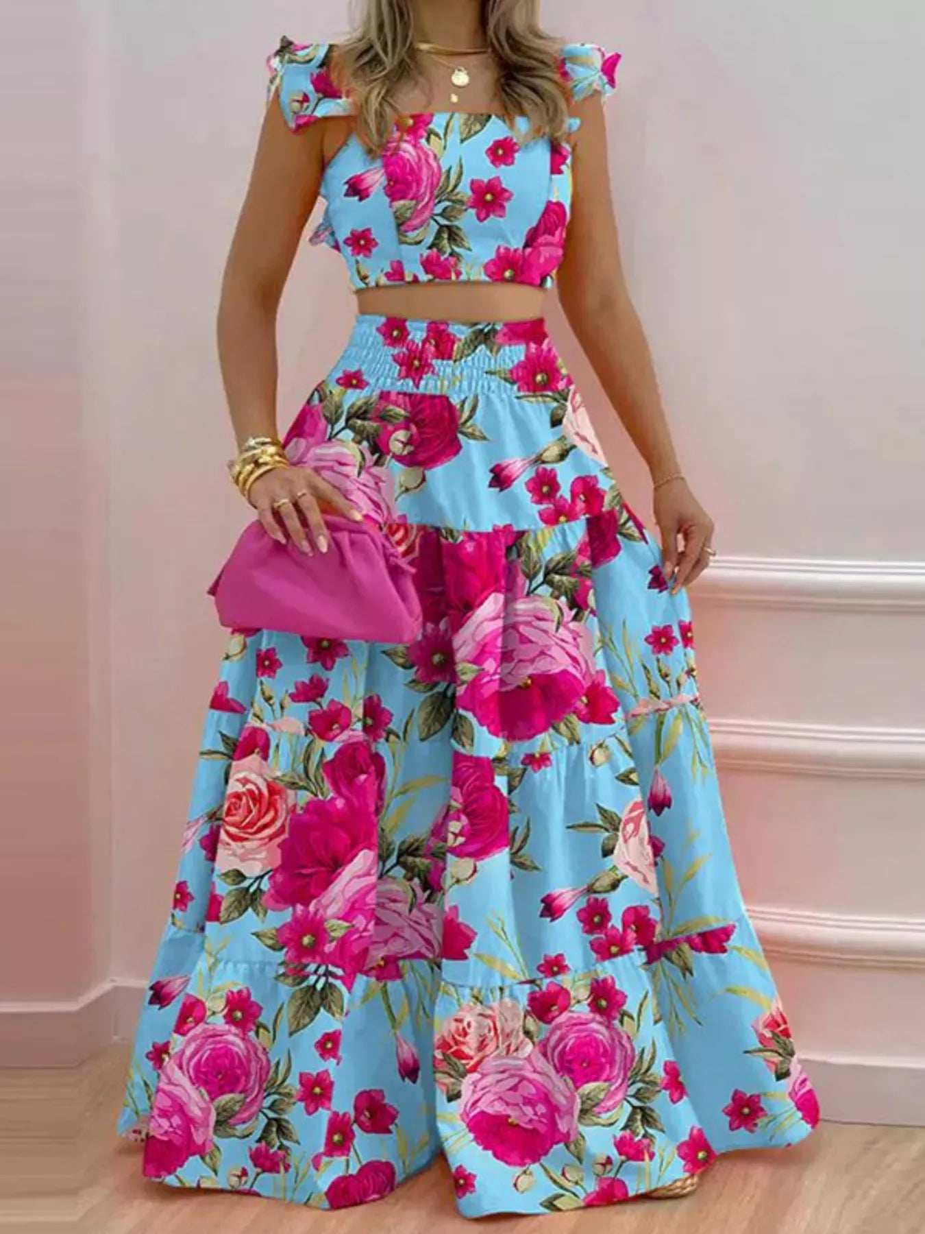 crop top maxi dress Crop Top and Tiered Maxi Skirt Set – Edge & Petal